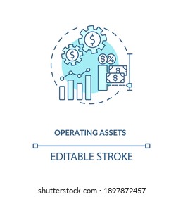 Operating assets concept icon. AM component idea thin line illustration. Operating liabilities. Long lived assets. Business operations. Vector isolated outline RGB color drawing. Editable stroke