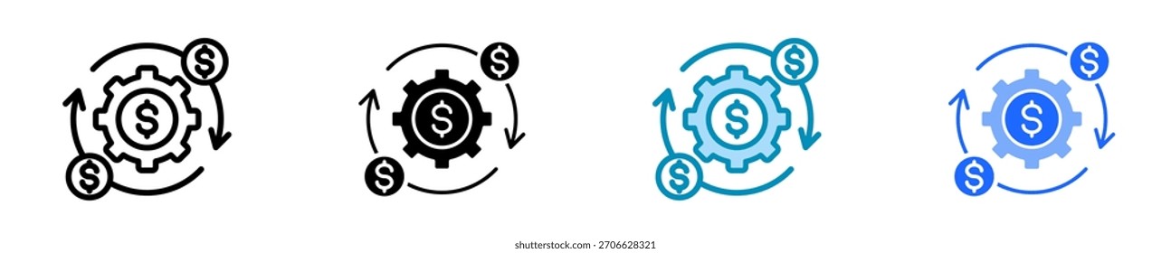 Conjunto de iconos de costos operativos Colección de estilos múltiples