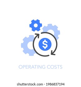 Operating costs symbol with a few cogwheels, process arrows and dollar symbol. Easy to use for your website or presentation.