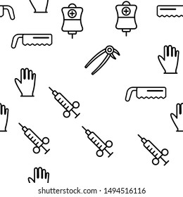 Operating Instruments VectorSeamless Pattern. Health Monitoring Equipment Contour Illustration