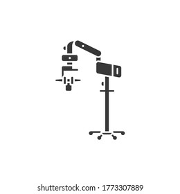 Operating Microscope Glyph Black Icon. Dentistry, ENT Surgery, Ophthalmic And Neurosurgery, Plastic Surgery. Concept. Healthcare And Treatment. Sign For Web Page, Mobile App.