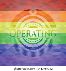 Operating on mosaic background with the colors of the LGBT flag