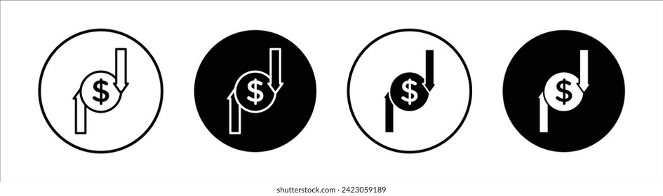 Operating profit loss flat line icon set. Operating profit loss Thin line illustration vector