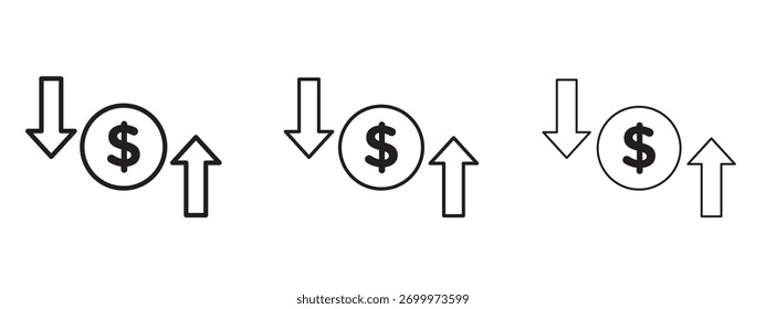 Operating profit loss icon linear style sign for mobile concept and web design.