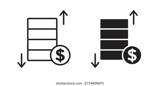 Paquete de iconos de pérdidas de ganancias operativas. Elemento de diseño de icono de Vector plano.