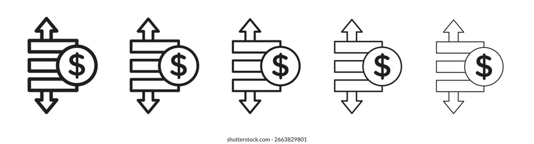 Operating profit loss icon simple editable stroke series pack. eps10