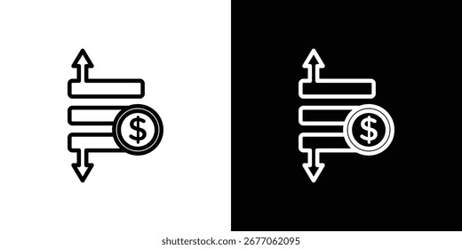 Icono de pérdida de ganancias operativas. Línea delgada simple, Vectores de contorno
