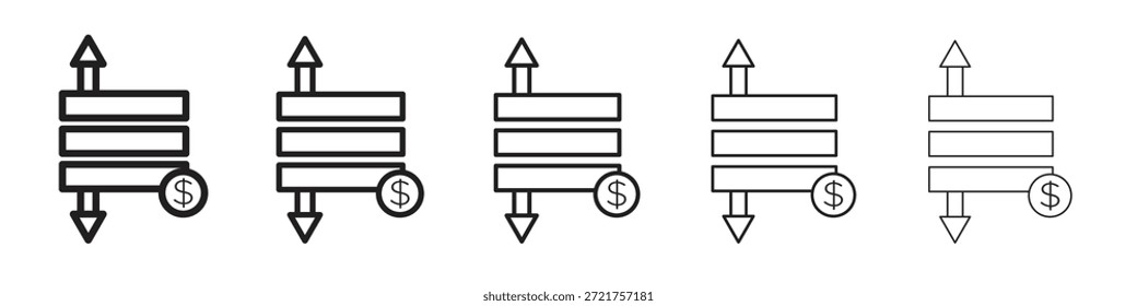 Ícone de lucros e perdas operacionais. Estilo de contorno simples. Elementos gráficos.
