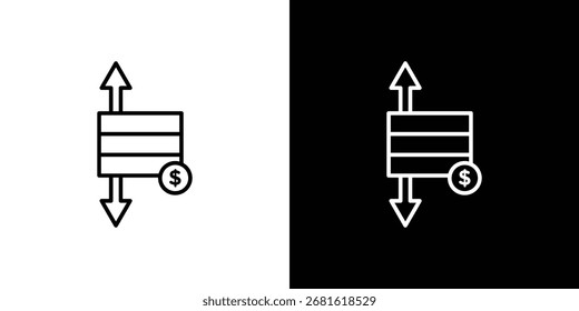 Operating profit loss icon thin line symbol on white background. Editable stroke vector illustration
