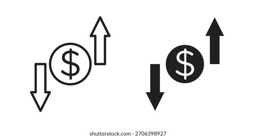 Ilustración vectorial de ícono de pérdida de ganancias operativas. Diseño plano. Símbolos de Vector de Diseño gráfico.