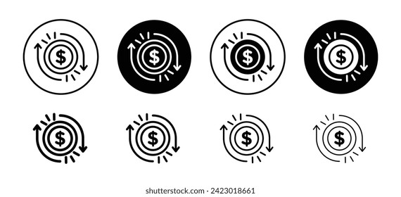 Operating profit loss vector icon set collection. Operating profit loss Outline flat Icon.