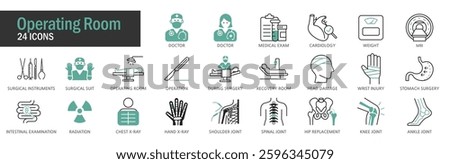 operating room Icon set. Edible operating room. linear illustration icon on white background. EPS, PNG, JPG