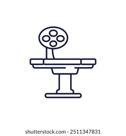 Ícone da sala de operações, vetor de linha de mesa cirúrgica