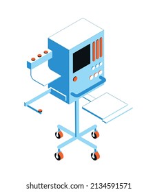 Operating room isometric composition with isolated image of electronic surgical apparatus vector illustration