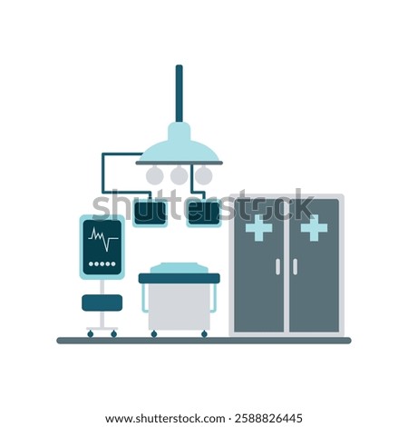 Operating room with surgical lights illustration