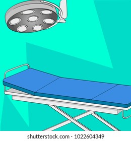 Operating room. vector illustration. Table and medical lighting