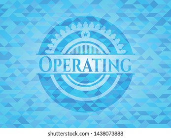 Operating sky blue emblem with mosaic background