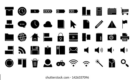 operating system glyph icon symbol set