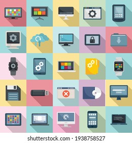 Operating system icons set. Flat set of operating system vector icons for web design