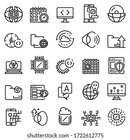 Operating System Icons Set. Outline Set Of Operating System Vector Icons For Web Design Isolated On White Background