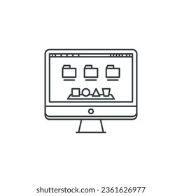 Operating, system, monitor, computer, folder, interface, decktop icon, vector illustration