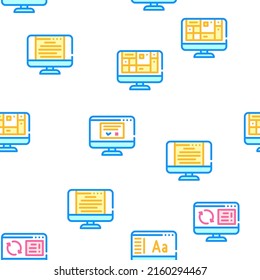 Operating System Pc Vector Seamless Pattern Color Line Illustration
