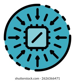 Operating system processor icon. Outline operating system processor vector icon color flat isolated