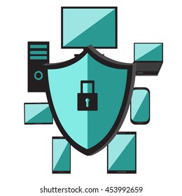 Operating system software computer laptop,mobile phone.Security network.Data protection and safe work.