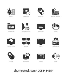 Operating system tools vector icon set in glyph style