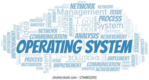 Operating System typography vector word cloud.