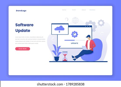 Operating system update progress landing page. Illustration for websites, landing pages, mobile applications, posters and banners.