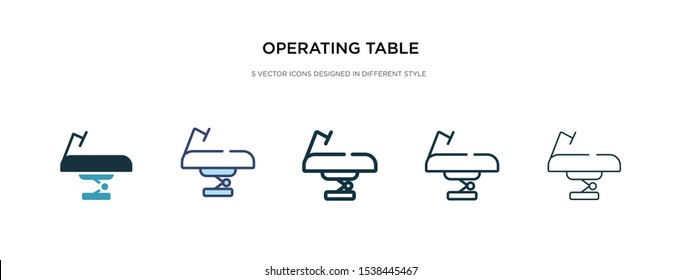 operating table icon in different style vector illustration. two colored and black operating table vector icons designed in filled, outline, line and stroke style can be used for web, mobile, ui