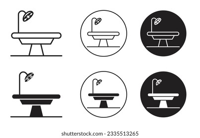 Juego de iconos de tabla de operaciones. símbolo vector de tabla de cirugía de sala quirúrgica en negro en forma rellena y delineada. adecuado para aplicaciones y diseños de web ui.