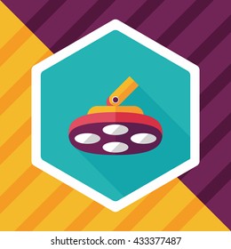 operating theatre light flat icon with long shadow