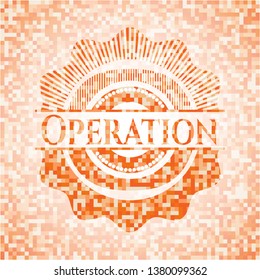 Operation abstract orange mosaic emblem with background