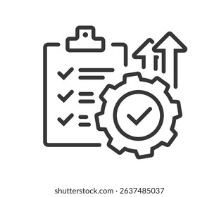 Operation automation update business process icon graphic vector line stroke, quality efficient implementation growth of software product plan outline thin linear logo, kpi project increase report