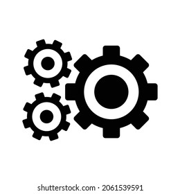 Operación, configuración, icono de engranaje. Gráficos vectoriales negros.