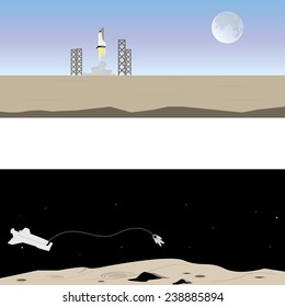 Operation from Earth to Moon Landscape