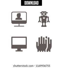 operation icon. 4 operation vector set. robot, monitor and gloves icons for web and design about operation theme