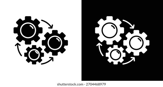operation icon set in black and white solid vector illustration