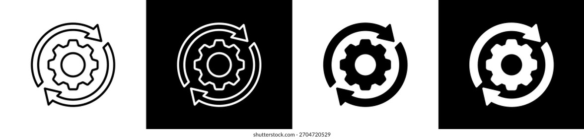 Operation icon variations in line and glyph style on black and white background