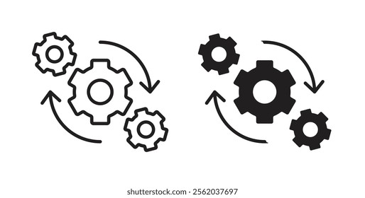 Operation icons in flat and line style set.