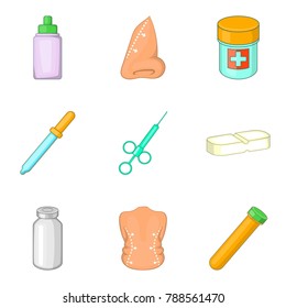 Operation icons set. Cartoon set of 9 operation vector icons for web isolated on white background