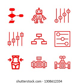 operation icons set with robot, valve and liposuction vector set
