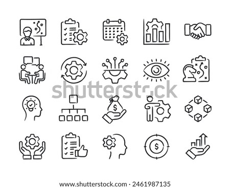 Operation management hand drawn doodle sketch style line icons. Vector illustration.