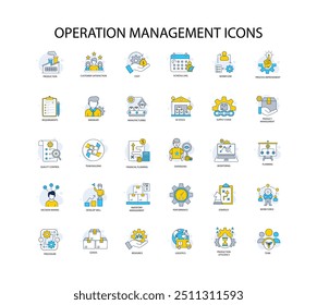 Operation Management Icon Pack for Effective Business and Manufacturing Solutions with editable stroke.