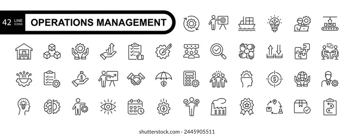 Operation management line icons. Editable stroke. Vector illustration.