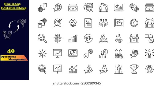 Operation management line icons. Editable stroke. For website marketing design, logo, app, template, ui, etc. Vector illustration.