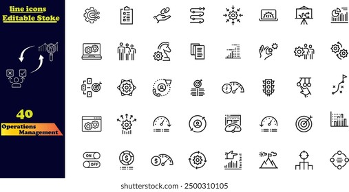 Operation management line icons. Editable stroke. For website marketing design, logo, app, template, ui, etc. Vector illustration.