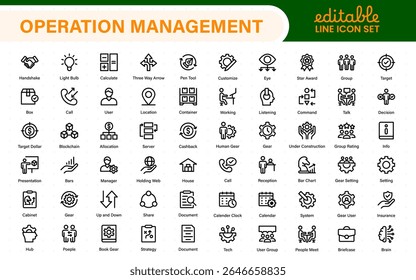 Operation management line icons. For website marketing design, logo, app, template, ui, etc. Outline icon collection.